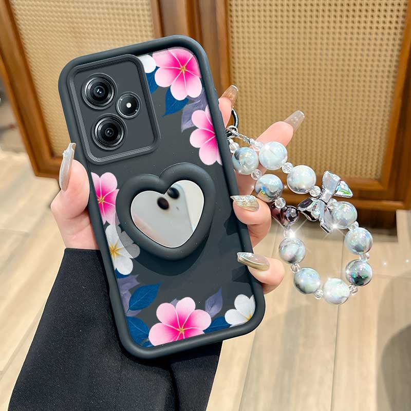 Phone Cases India - 3pcs(Gradient Pink Petal Phone Case+Lanyard+Stand) For