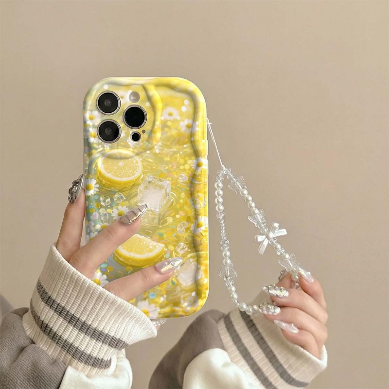 Phone Cases Yellow - Yellow Lemon Blossom Ice Pattern Phone