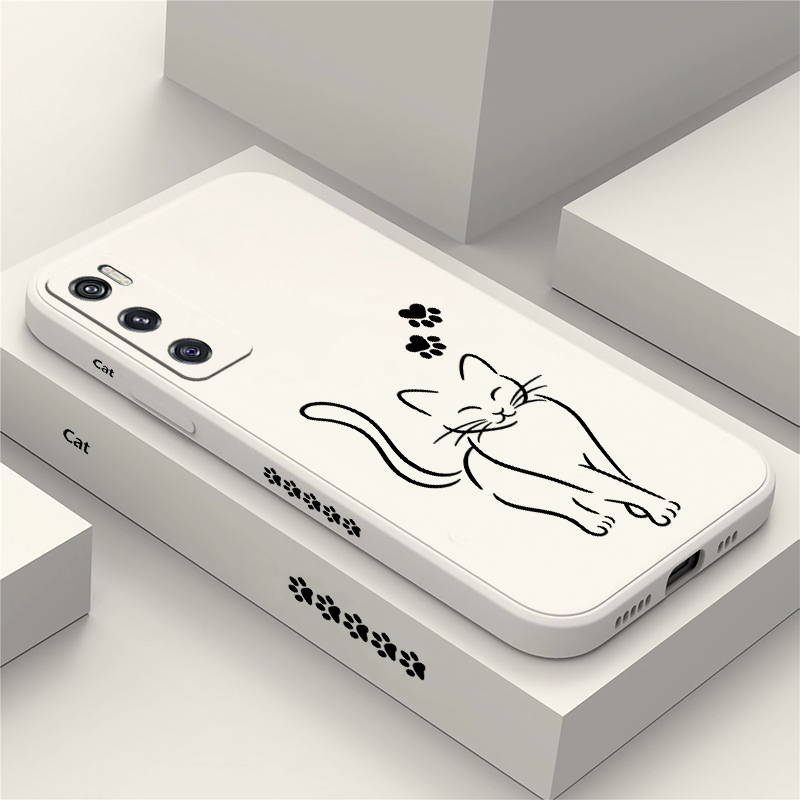 Phone Cases Vivo - Cute Cat Line Black Phone Case