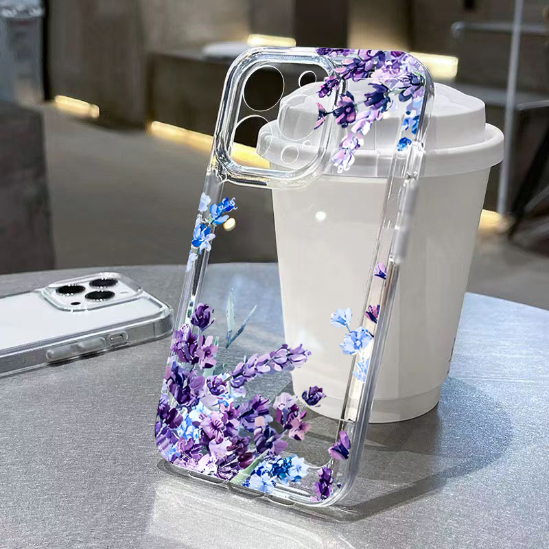 Phone Cases For Iphone 15 - Purple Flower Soft TPU Phone Case