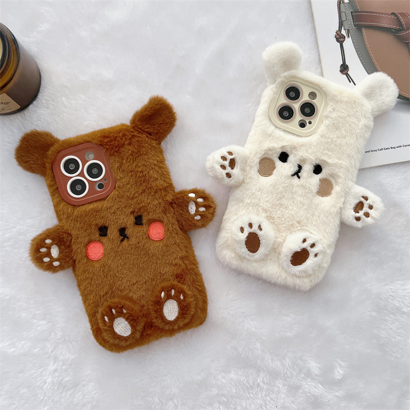 Korean 3D Cartoon Bear Fluffy  - огляд і ціна Phone Cases Korean