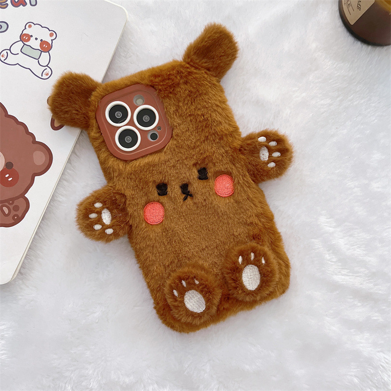 Korean 3D Cartoon Bear Fluffy  - огляд і ціна Phone Cases Korean