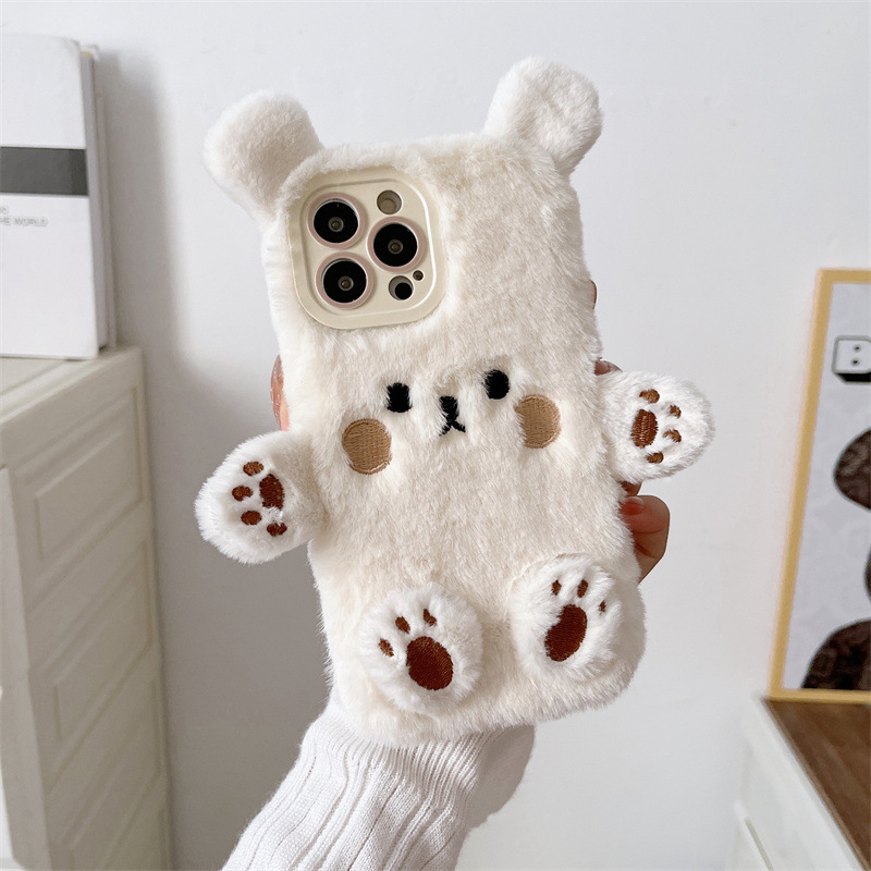 Korean 3D Cartoon Bear Fluffy  - огляд і ціна Phone Cases Korean
