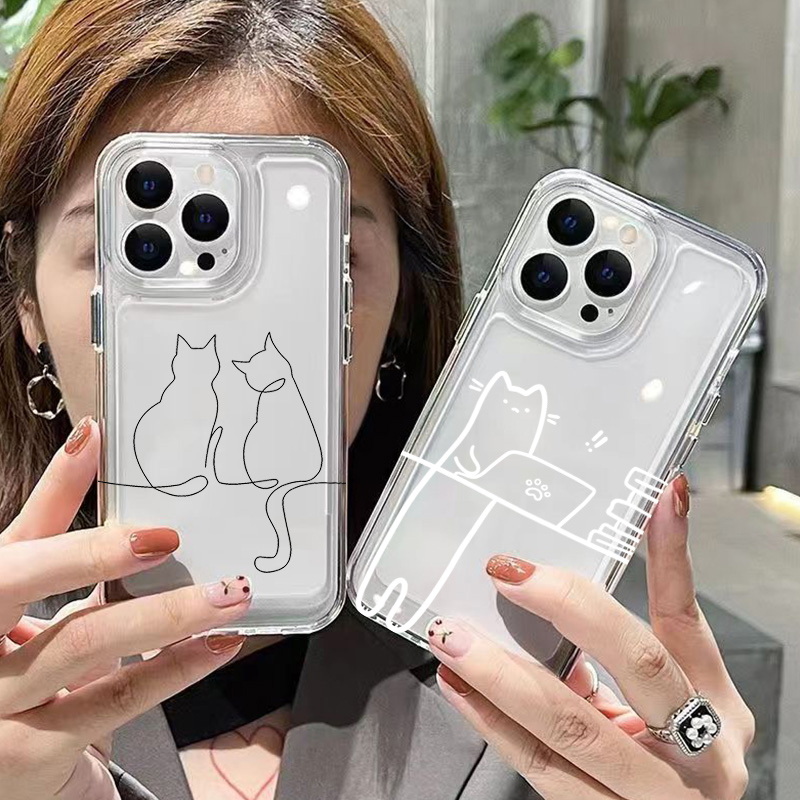 Cute Line Cat Anti-drop Phone  - огляд і ціна Phone Cases Xiaomi