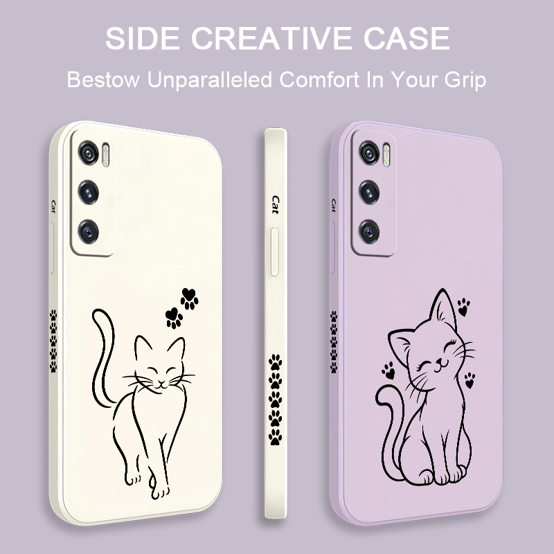 Cute Cat Line Black Phone Case - огляд і ціна Phone Cases Vivo