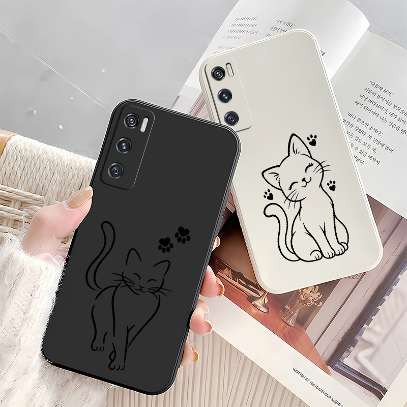 Cute Cat Line Black Phone Case - огляд і ціна Phone Cases Vivo