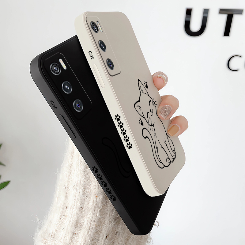 Cute Cat Line Black Phone Case - огляд і ціна Phone Cases Vivo
